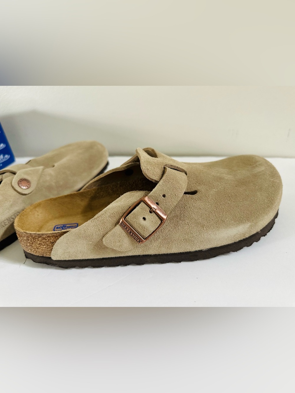 Birkenstock Boston Clogs Soft Footbed Taupe Suede, size 39 Narrow Fit - Picture 3 of 8
